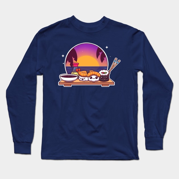 Sushi And Sunshine Long Sleeve T-Shirt by TheMaskedTooner